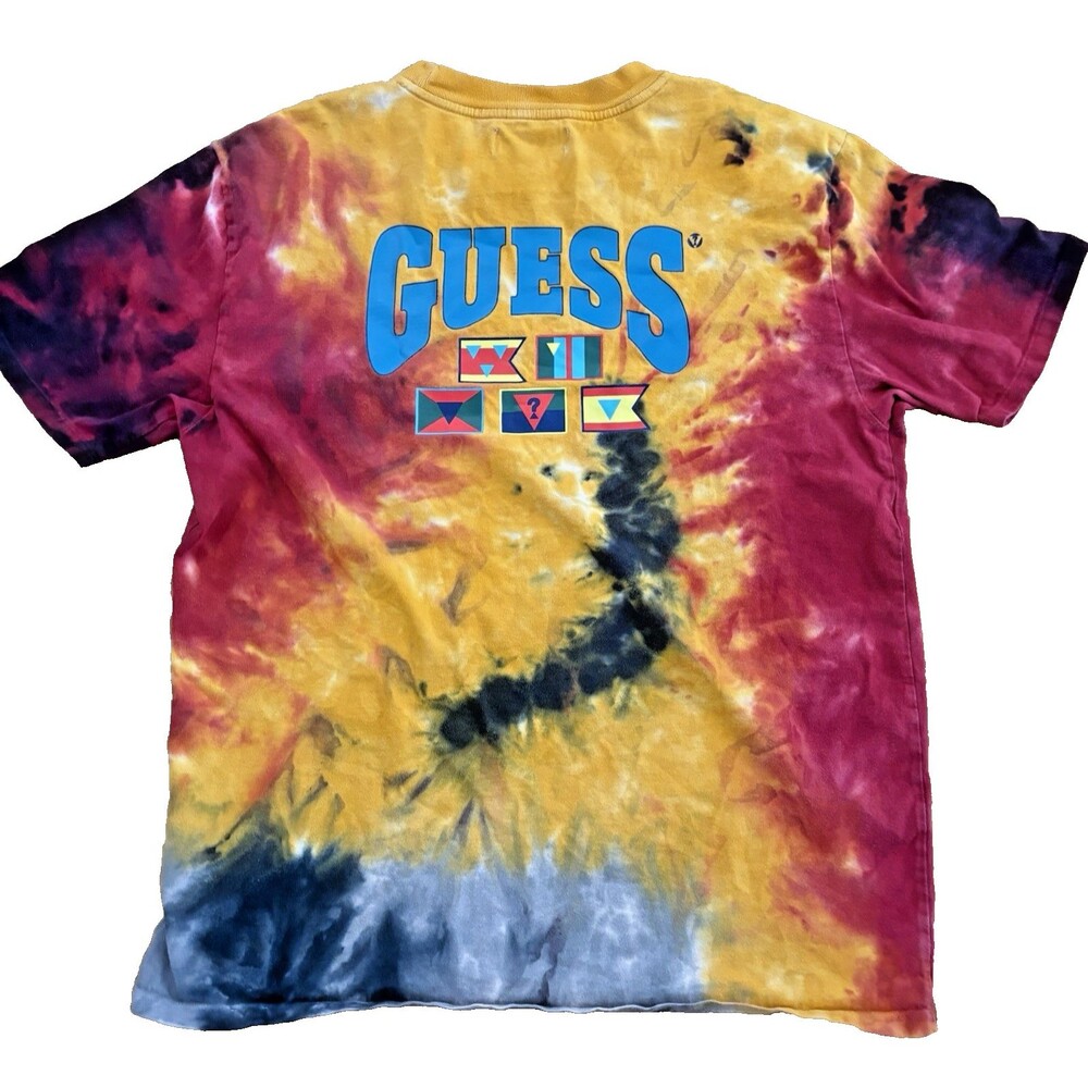 Guess Originals Shirt Men’s Size Small Tie-Dye Multicolor Spellout Short Sleeve - Picture 2 of 8